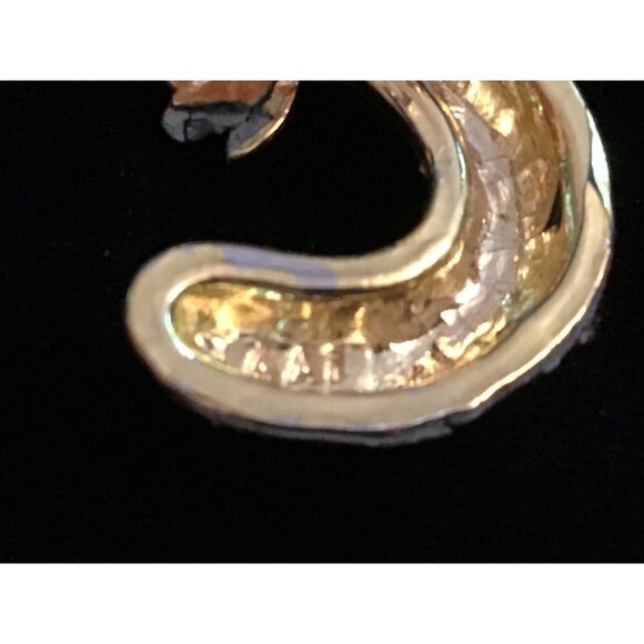 Vintage AAi Gold-Tone Enamel Christmas Candy Cane with Holly leaves  Signed - Picture 7 of 10